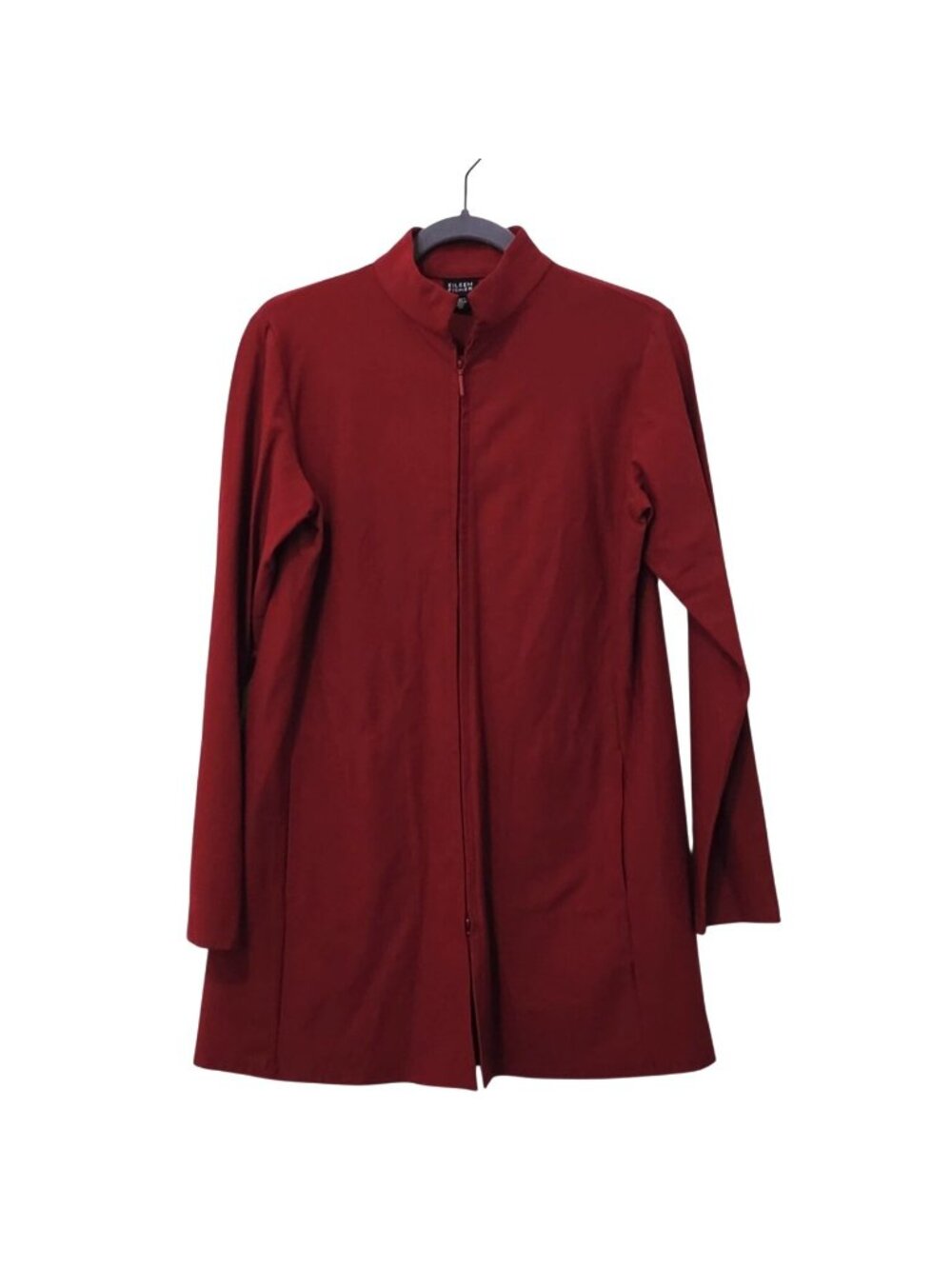 EILEEN FISHER Dark Red Full Zip Jacket Mandarin Collar Womens XS